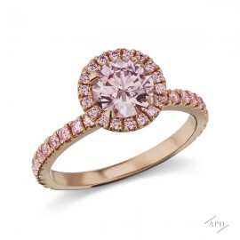 Solitaire Ring with a 1.10ct Round Fancy Brownish Pink SI2 GIA